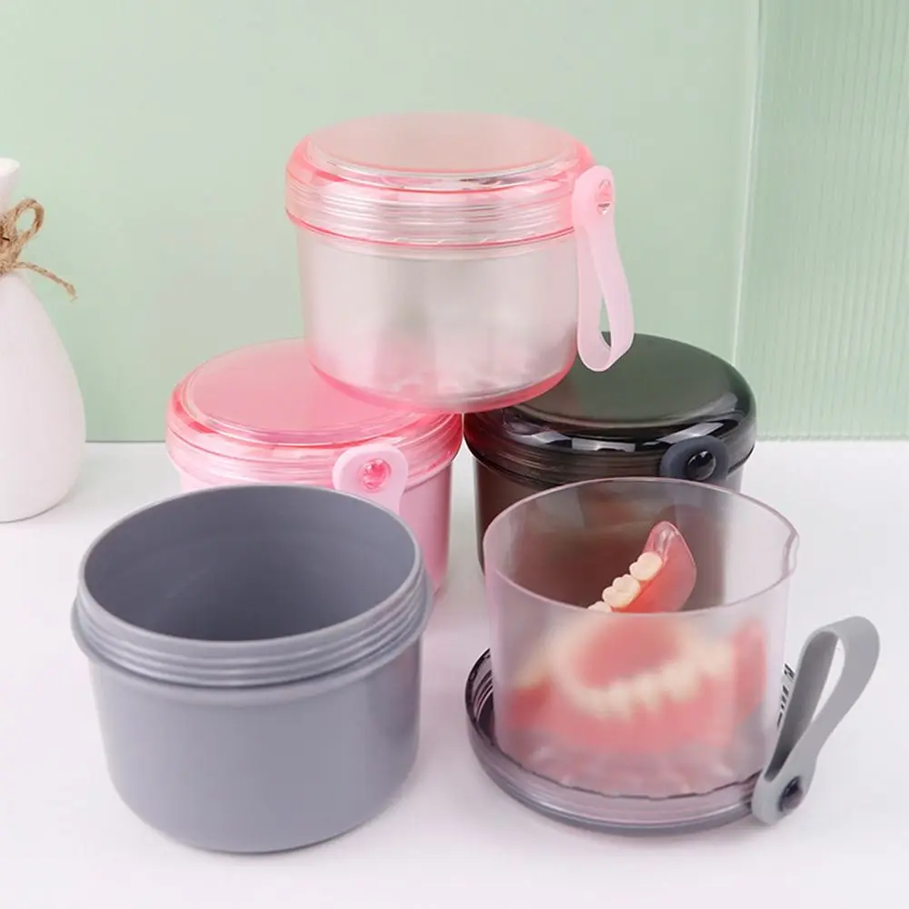 

New Retainer Cleaner Case Denture Case Lid Waterproof Leak Proof False Teeth Container Soaking Denture Soaking Cup for Traveling