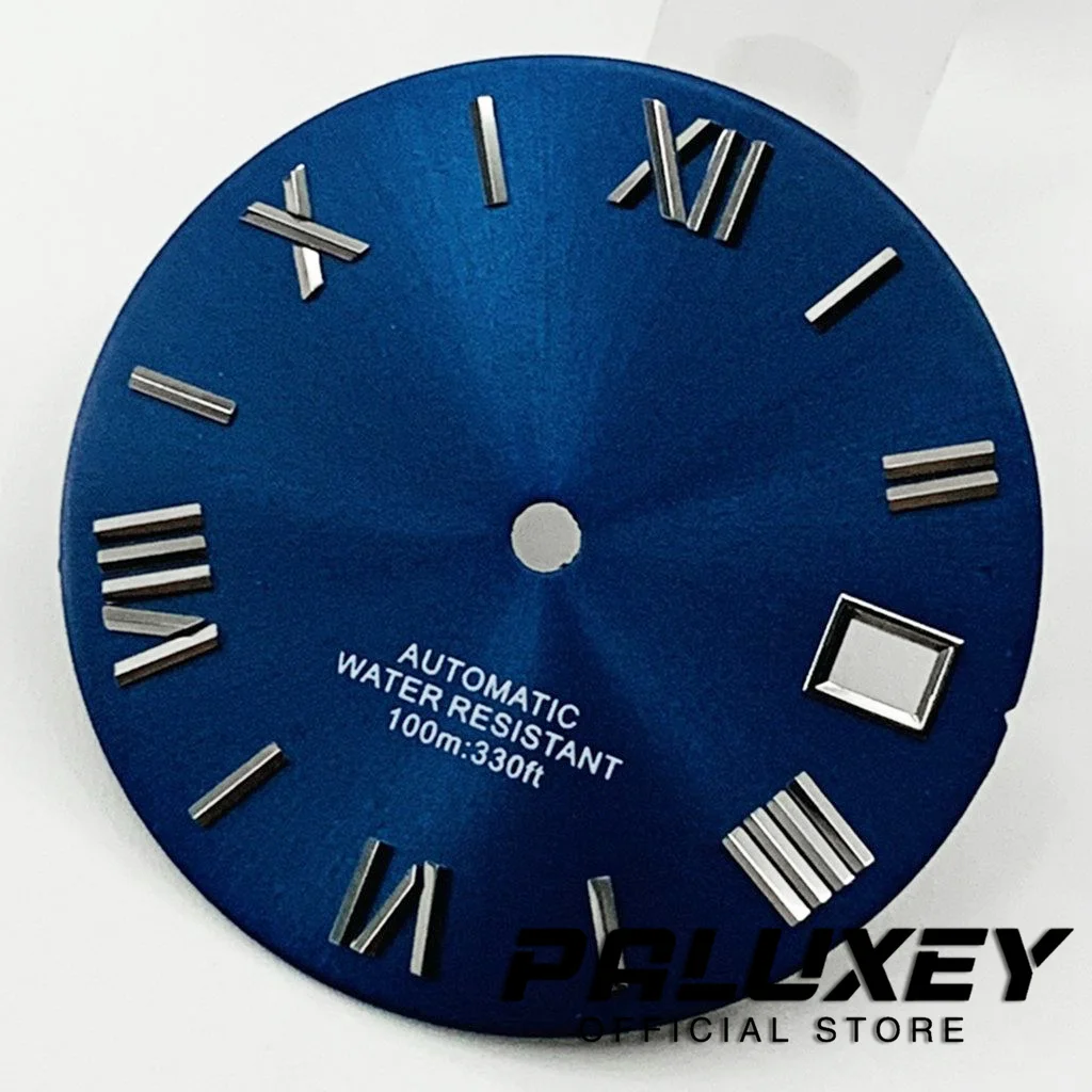 Nh35 28,5mm negro blanco gris azul verde esfera de reloj números romanos esferas de reloj para piezas de repuesto de movimiento NH35/NH35A/4R/7S