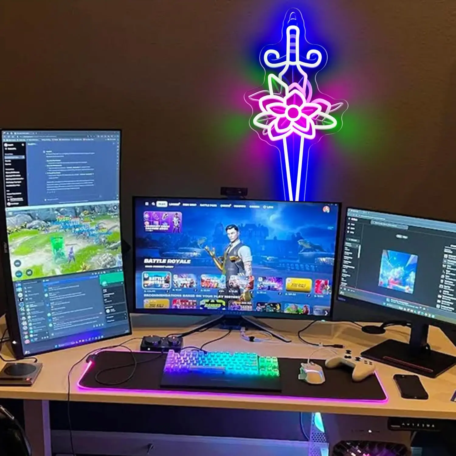 ثلاثية الأبعاد منحوتة الأزهار Épée النيون تسجيل 5 فولت USB عكس الضوء LED ضوء النيون لصالون الوشم حانة لعبة غرفة نوم ديكور الحفلات هدية