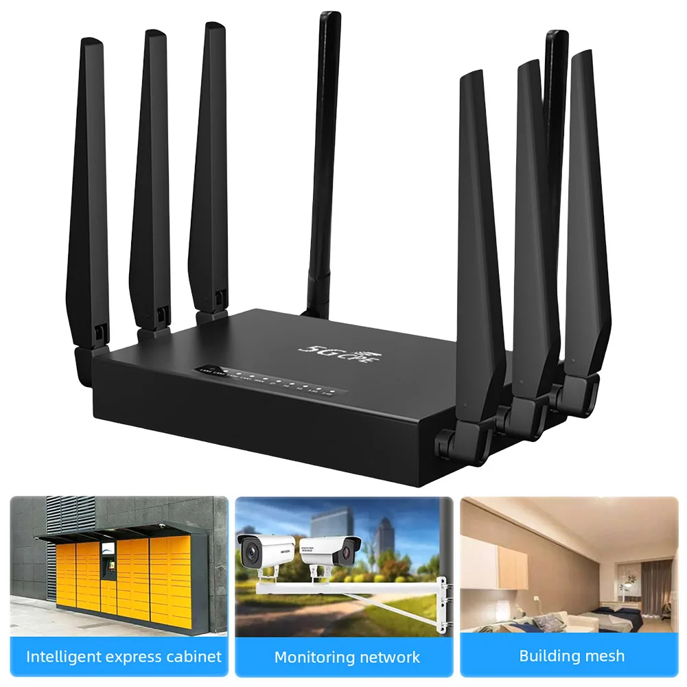 5G CPE WIFI6 Router 4*LAN 1*WAN Ports Modem Router w/ SIM Card 2.4G+5.8G Gigabit Ethernet Wireless Router 5dBi High Gain Antenna