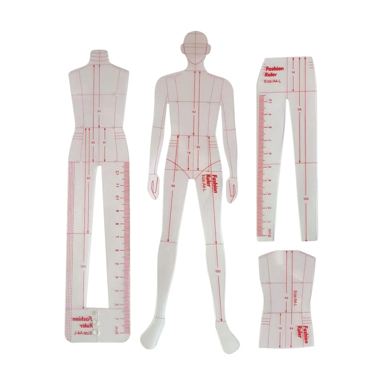 Imagem -03 - Régua de Modelo de Desenho de Moda Régua de Costura Claro Costura Portátil Réguas de Ilustração de Moda para Calças Ternos Cabolsas