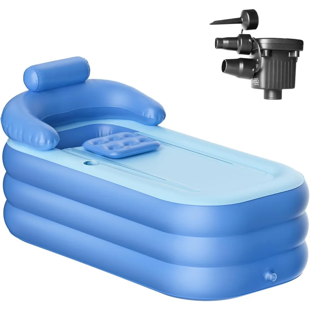 

Inflatable Folding Bathtub for Adults, 63" Collapsible Ice Bath Tub for Athletes, Portable Foldable Hot Tub with Electric