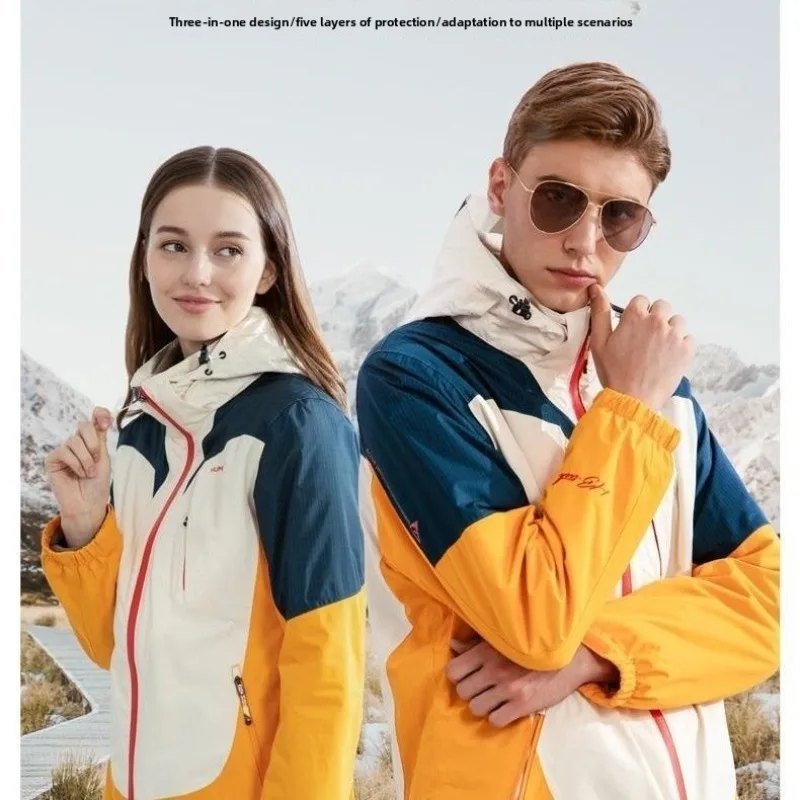 

Genuine Outdoor Jacket 3-in-1 Removable, Mountaineering Jacket Ski Suit Waterproof Interchange Jacket