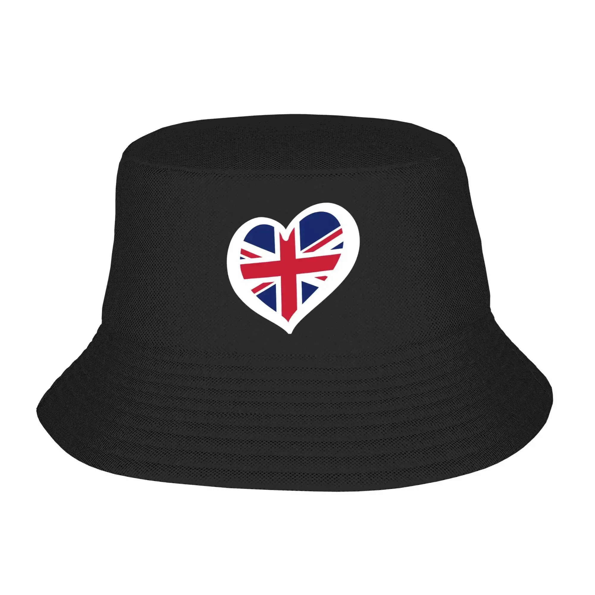 2026 New UK heart  Design Bucket Hat Summer Fisherman Hat Outdoor  Sun Protection Fishing Hunting Cap Men Ladies Sun Hat