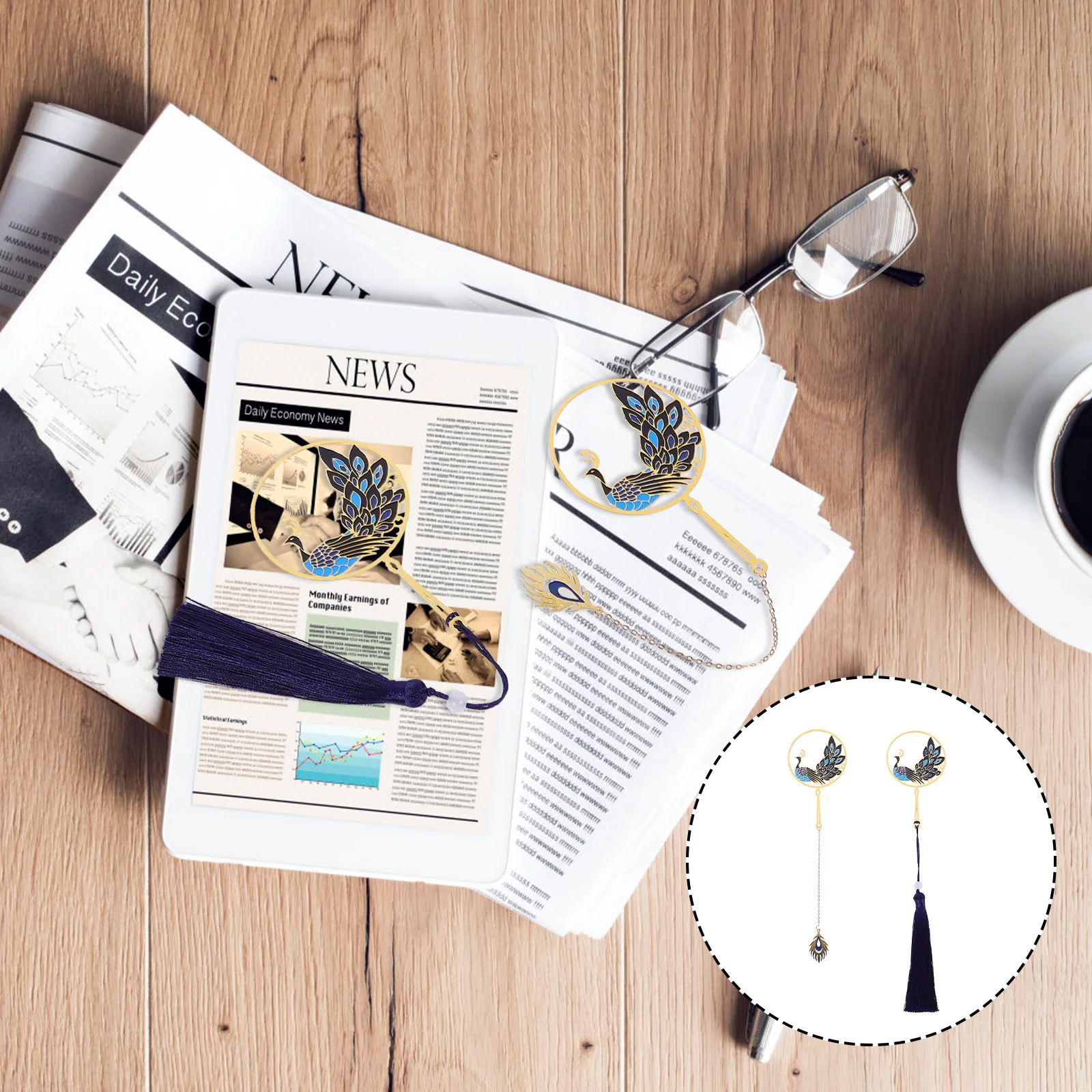 2 قطعة الإشارات المرجعية الطاووس الجمالية المعادن سحر شرابة طالب هدية الزفاف تذكارية المنزل مكتب القراءة قلادة نمط الزخرفية