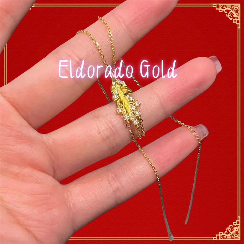 

Exquisite 18K Gold (AU750) Pendant Necklace for Women - Graceful Look with Diamond - Embellished Tassel DetailingValentine's Day