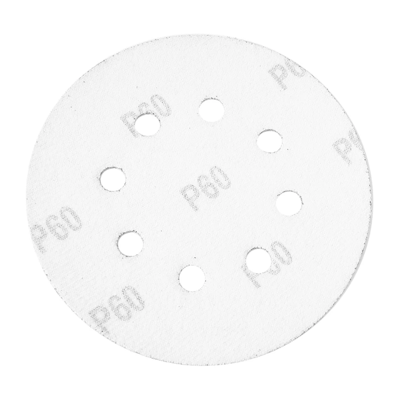 50Pcs 5 Inch 125Mm Round Sandpaper Eight Hole Disk Sand Sheets Grit 40/60/80/120/240 Hook And Loop Sanding Disc Polish