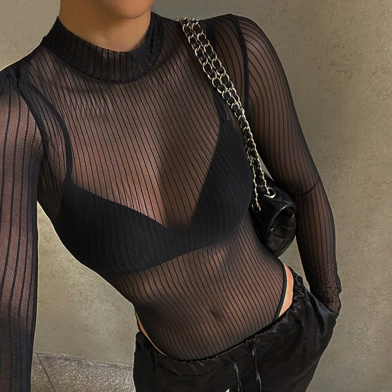 2025 Frühling Neuer Sexy Transparenter Netz-Jumpsuit mit Rückenausschnitt für Nachtclubs im Auslandshandel – Detail 6