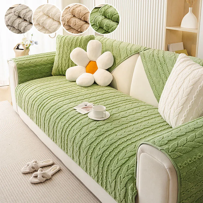 1 قطعة-الخريف والشتاء أفخم سميكة 2025 جديد أريكة حصيرة مريحة القطن الصوف المضادة للانزلاق أريكة حصيرة #5