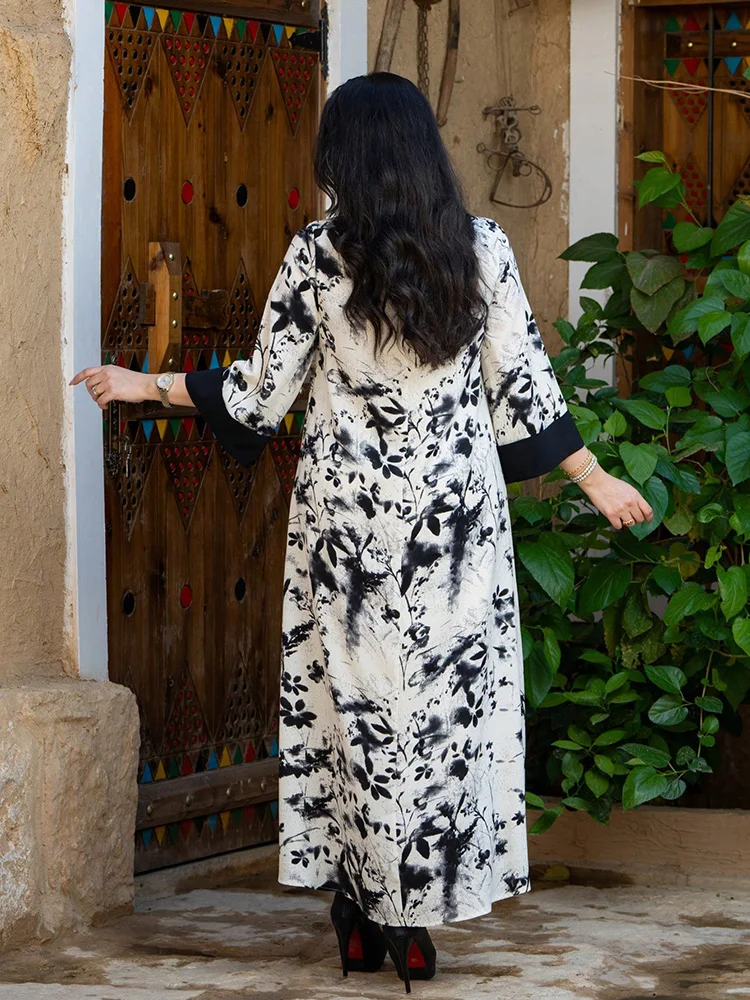 TOLEEN 2024 New Summer Casual Arabian Party Evening Long Maxi Dresses Women\'s Fashionable Loose Printed Long Elegant Abaya Dress