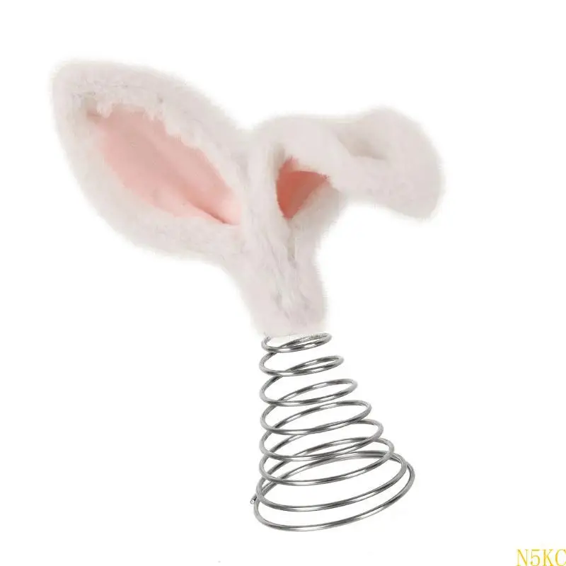 N5KC Furry Easters Rabbit Ears Tree Top with Metal Spirals Base Holiday Decoration