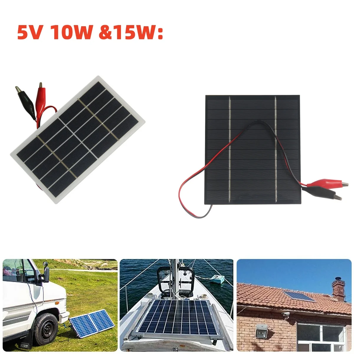 Wholesale Mini Solar Panel 5V 10W 15W Polycrystalline Solar Panel Solar Cell Board Portable for Outdoor Camp Car Battery Charger