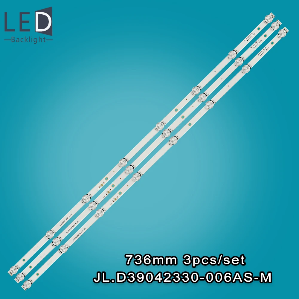 

3Pcs/set 736mm LED Backlight Strip for MS-L1795 V2/8led JL.D39042330-006AS-M LH5320H H39D7100E LE39Z1 CX390DLEDM 39LEM-1045/T2C