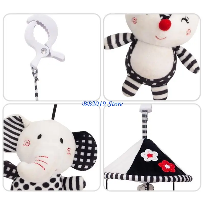 Q0KB Baby Stroller Rattle Toy Hand Infant Toy Toy Toy Hanging Hanging Pendant Plush Cartoon Animal For Doll