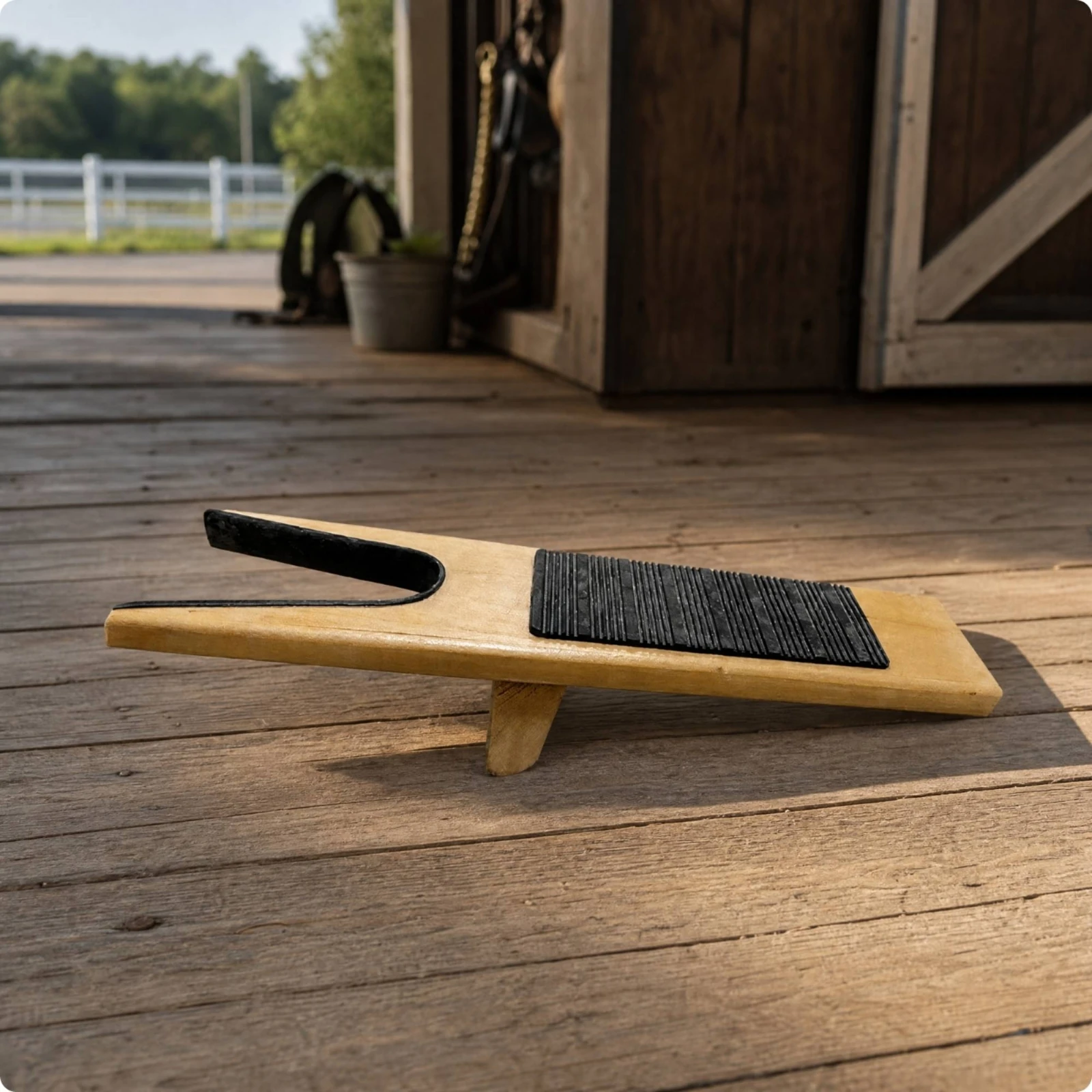 Boot Jack with Textured Grip Pad Long-Handled Wooden Boot Remover Wooden Shoe Jack Stable Non-Slip for Equestrians, Stables