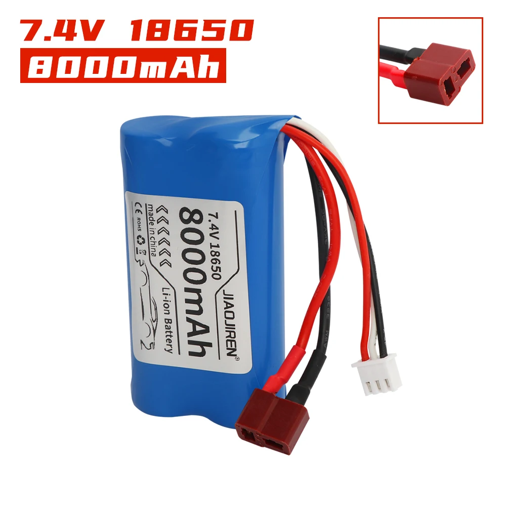 Li-ion battery 18650 7.4V 8000mAh 2S T plug and charger for SCY-16102PRO SCY-16101PRO SCY-16103PRO SCY-16201PRO R/C car parts