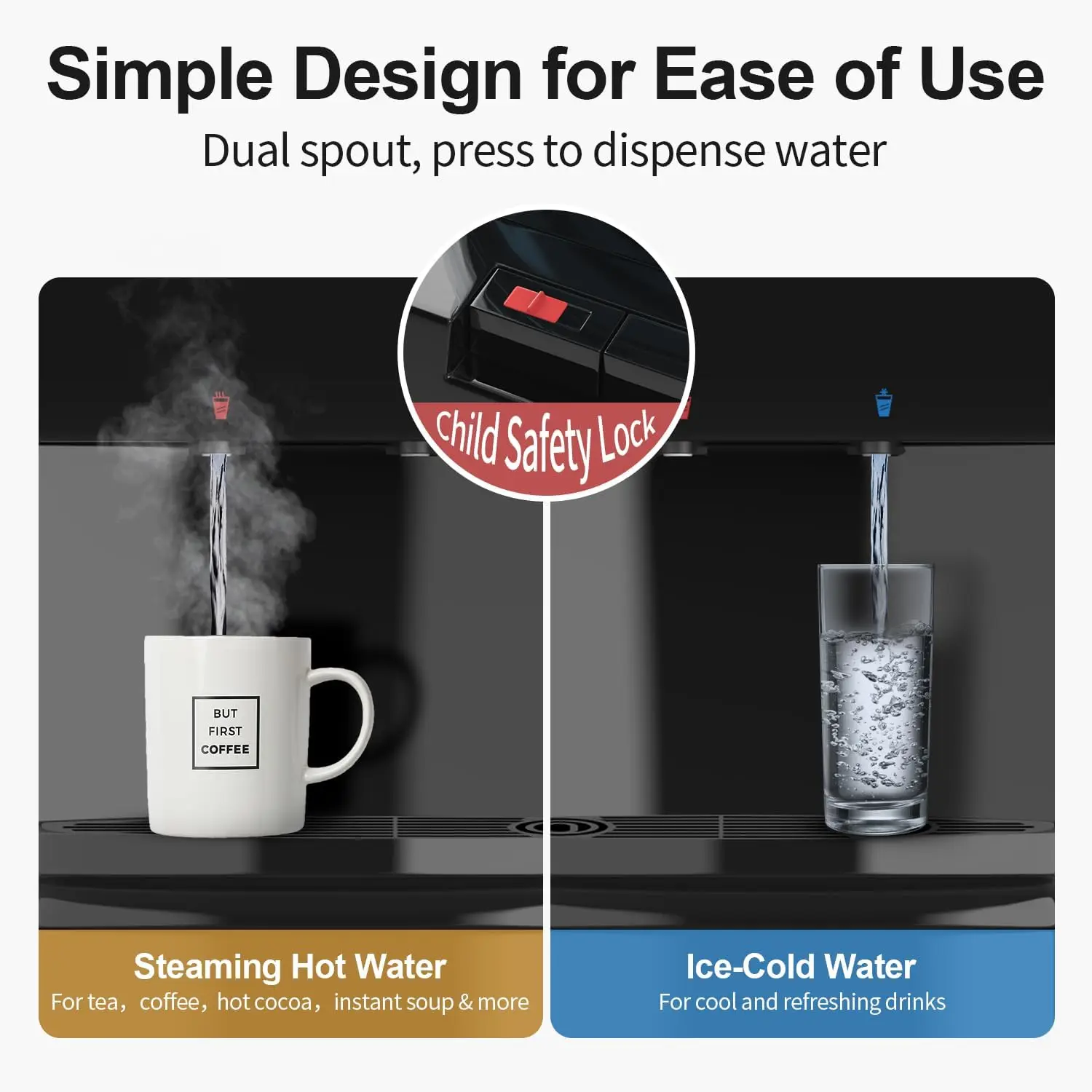 Black Midnight Water Dispenser Top Loading Cooler
