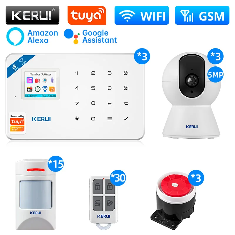 

KERUI W181 WIFI GSM Home Security Tuya Smart Alarm System APP Control Wireless Door Sensor PIR Motion Detector Burglar Alarm Kit