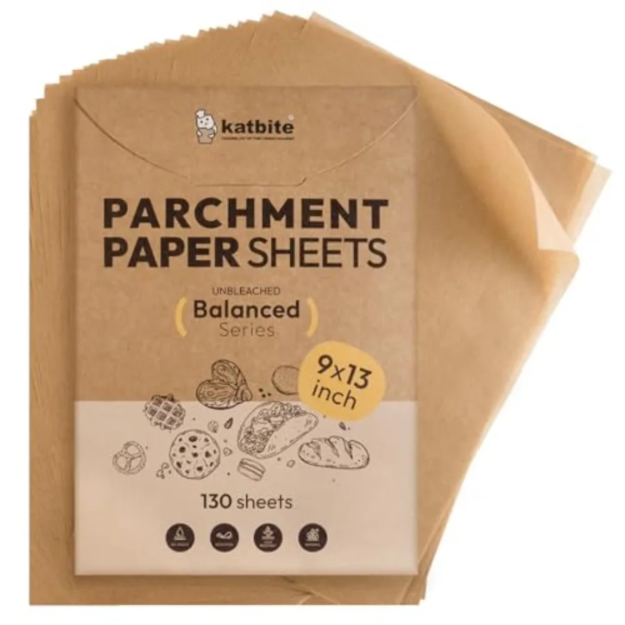 130 Pcs Parchment Paper Sheets, Unbleached Baking Paper Non-Stick for Gently Baking, Pre-cut Parchment Paper Suitable for Bakin