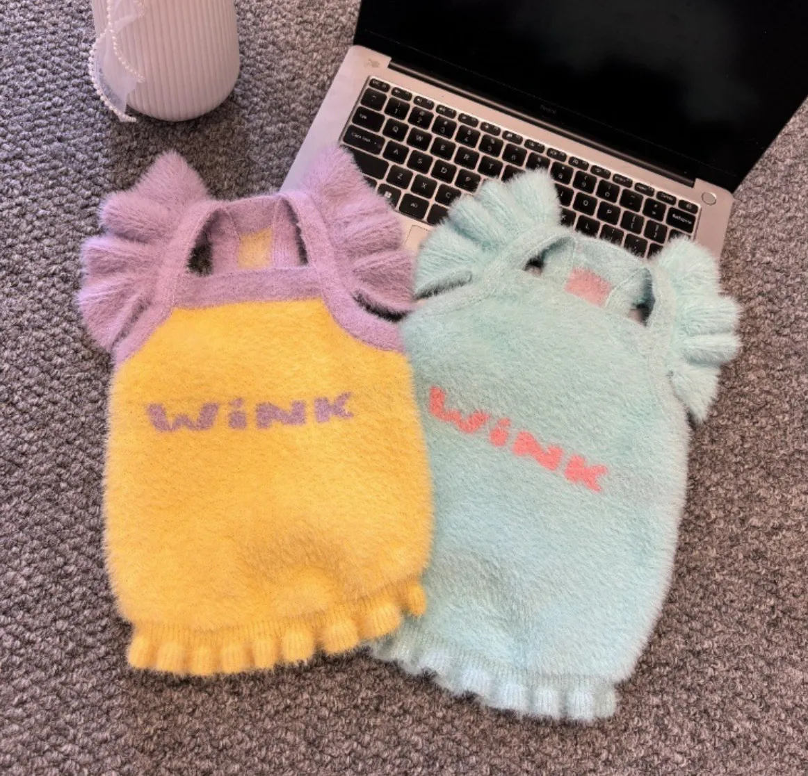 

Fashion Fluffy Ruffle Sleeve Dog Tank Top | Cute "WINK" Spring Sweater Vest for Maltese & Chihuahua