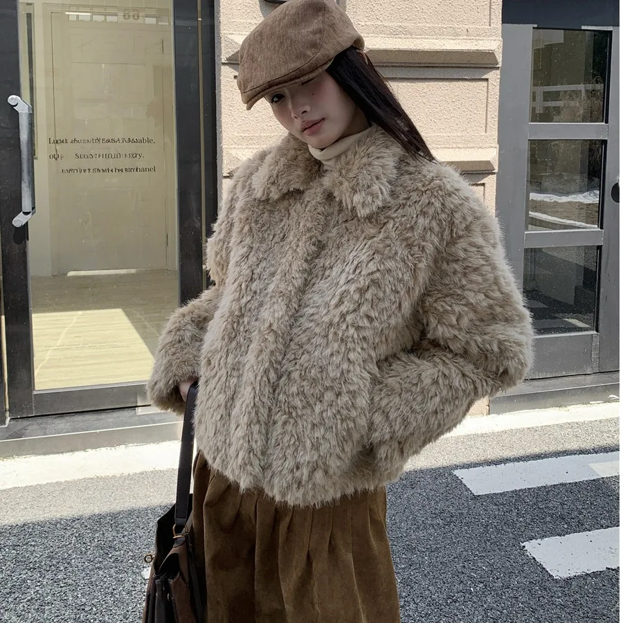 

Women's Chic Winter Coat Fluffy Cotton Thi Loose Collar ort Top Korean Sle Commute Faion Warm Gentle Innerwear