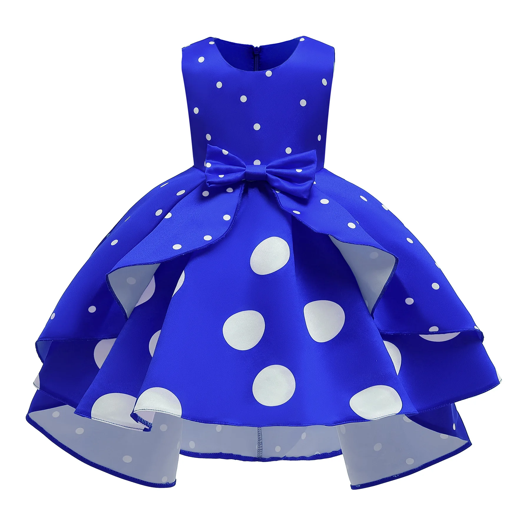 Polka Dot Dress For Girls Princess Girls Dresses Dot Bow Irregular Red Wedding Prom Evening Party Retro Short Summer Kid Costume