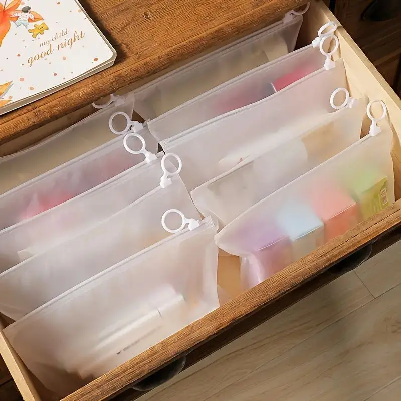 20/50pcs Frosted Waterproof Pull Tab Storage Bag Portable Transparent Zippered Travel Multifunctional Packaging Bag