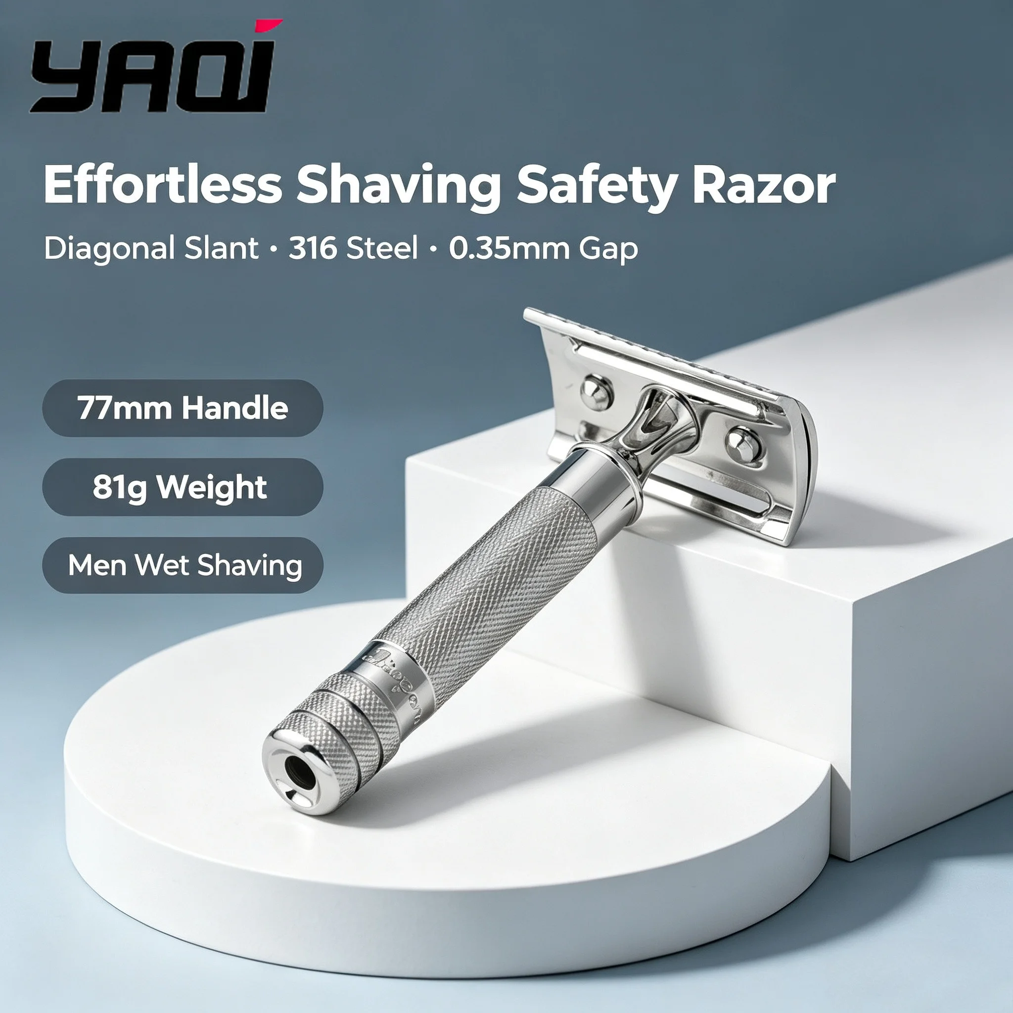 2026 Diagonal Slant Stainless Steel Safety Razor Featuring an Angled Blade Ramp for Effortless Hair Removal Limited-time sale