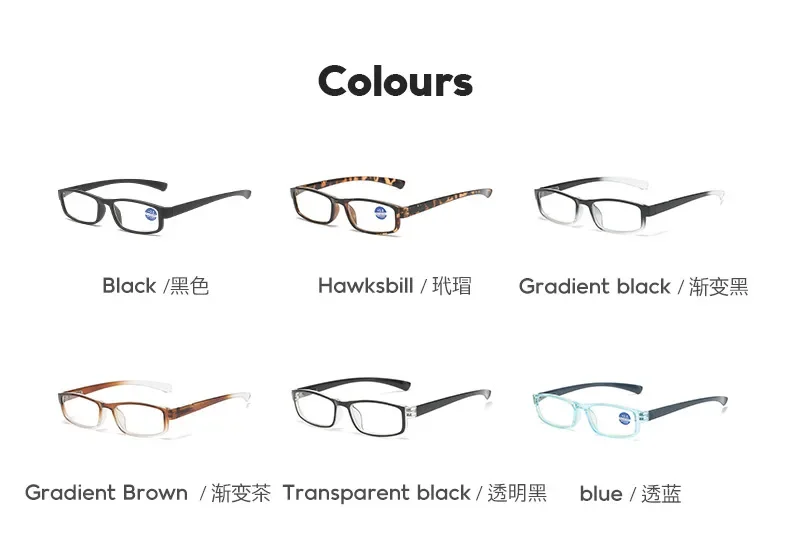 1,0 ~ 4,0 Farbverlaufs-Lesebrillengestell, Anti-Blaulicht-Brille, bequeme und leichte Lesebrille und Zubehör – Detail 9