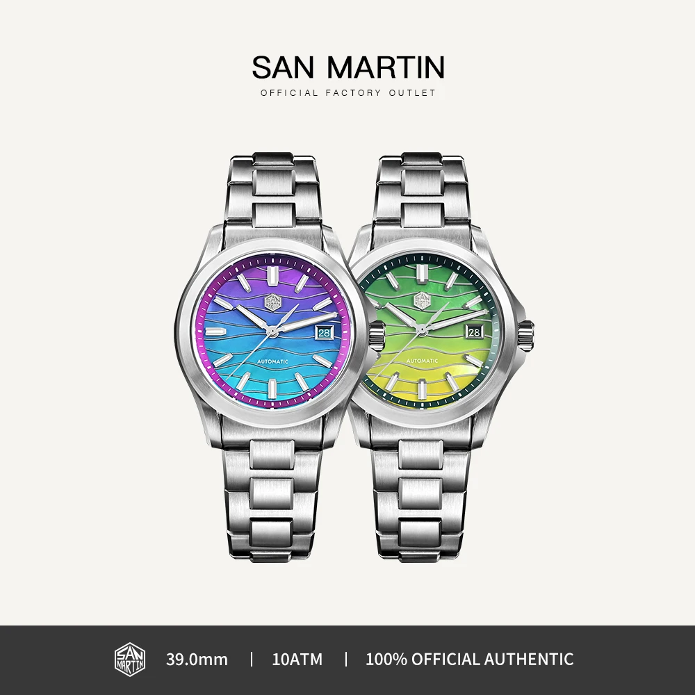 سان مارتن 39 مللي متر ساعة رجالية فاخرة ميوتا 9015 ساعات آلية أوتوماتيكية الربط ممسحة الهاتفي 100 متر مقاوم للماء زوجين الهدايا SN0150