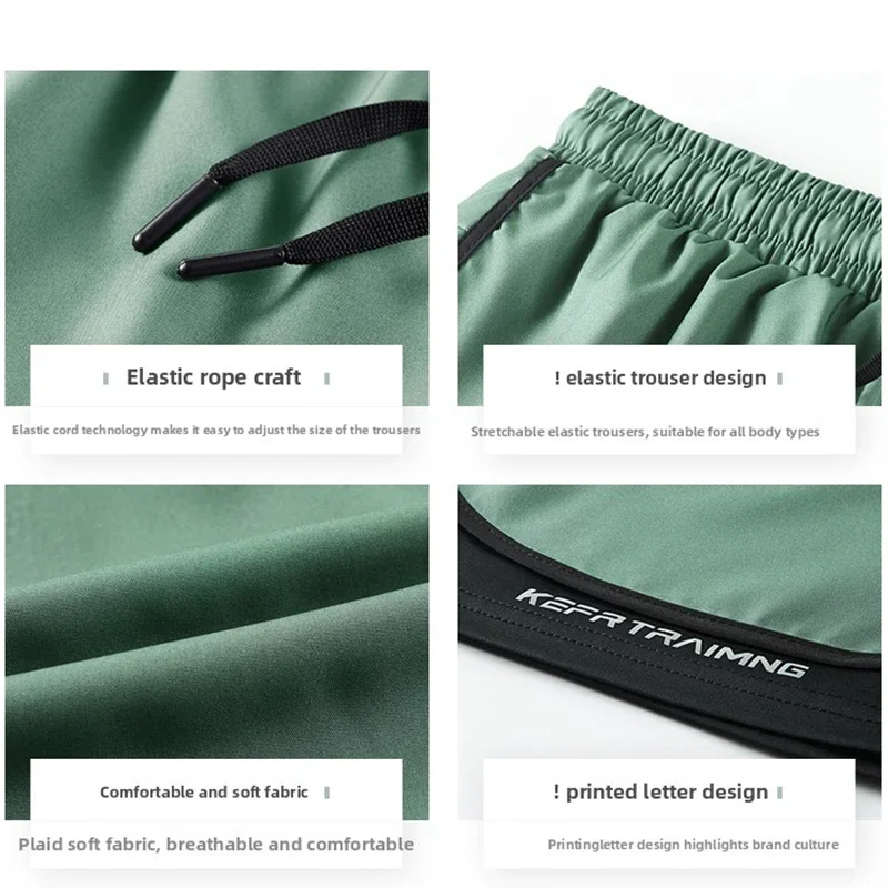 جديد الرجال طبقة مزدوجة سراويل اللياقة البدنية الرجال اللياقة البدنية الصالة الرياضية التدريب 2 في 1 السراويل الرياضية سريعة الجافة تجريب الركض سطح مزدوج الصيف