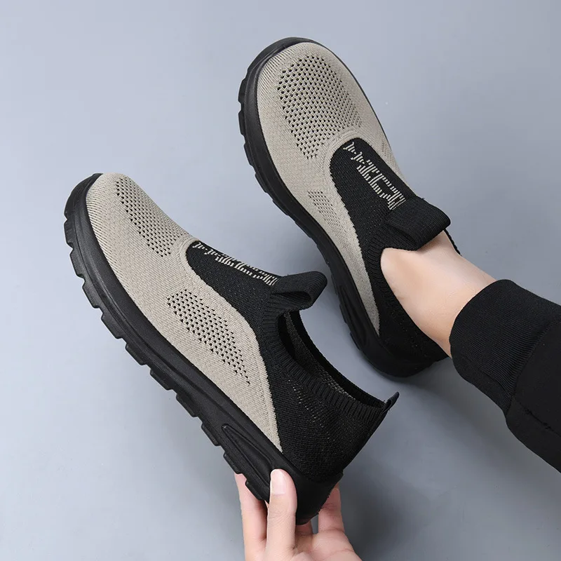 Herren Slip-On Sneaker aus gewebtem Material, atmungsaktives Mesh, rutschfest, leicht, für Outdoor-Aktivitäten und Freizeit, ideal zum Spazierengehen. – Detail 4