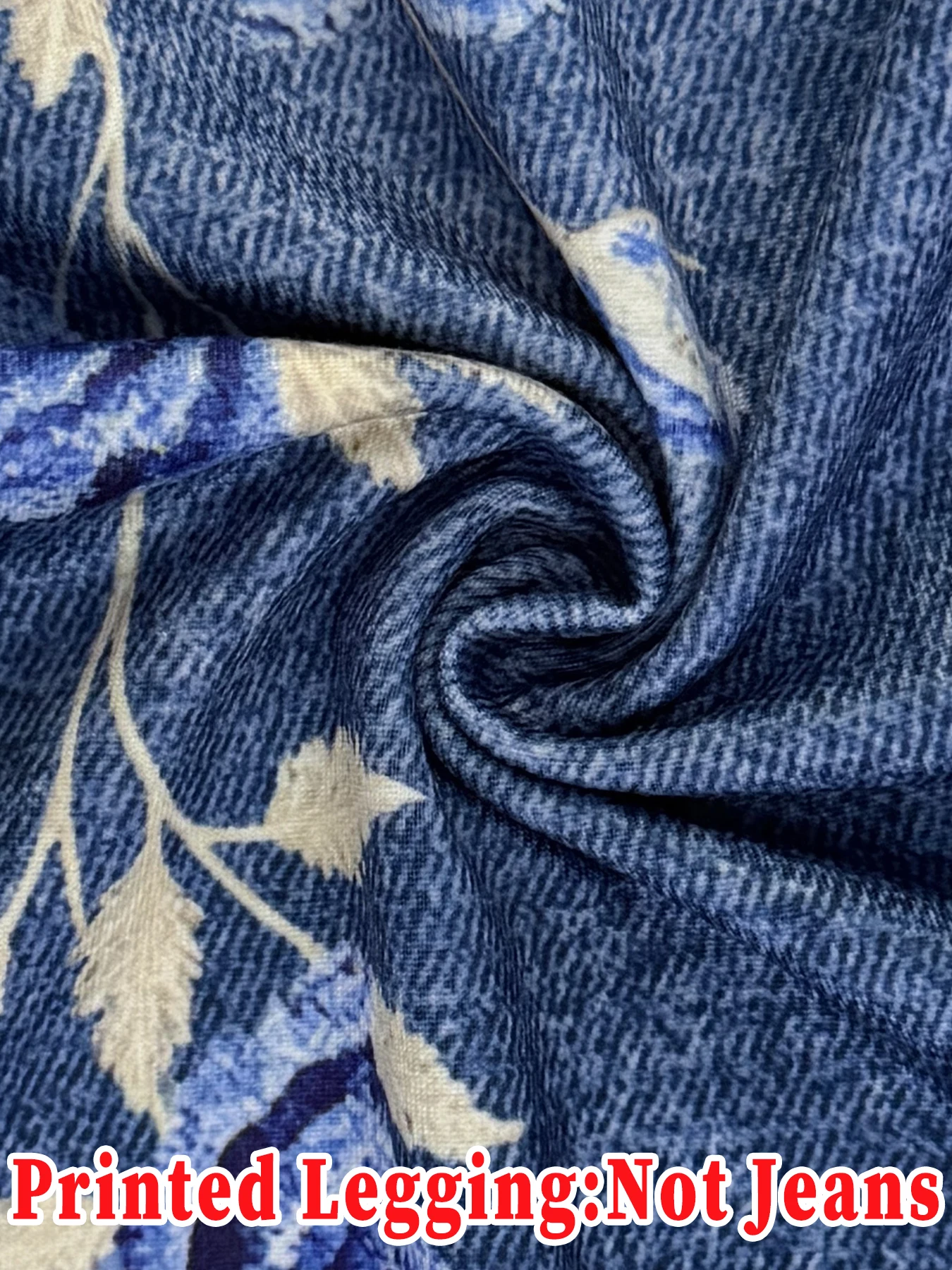 Damen-Leggings aus Kunstdenim mit Rosen-Blumenmuster, hohe Taille, 3 Knöpfe, dehnbar, eng anliegend, lässige Slim-Fit-Hose, keine echten Jeans – Detail 6