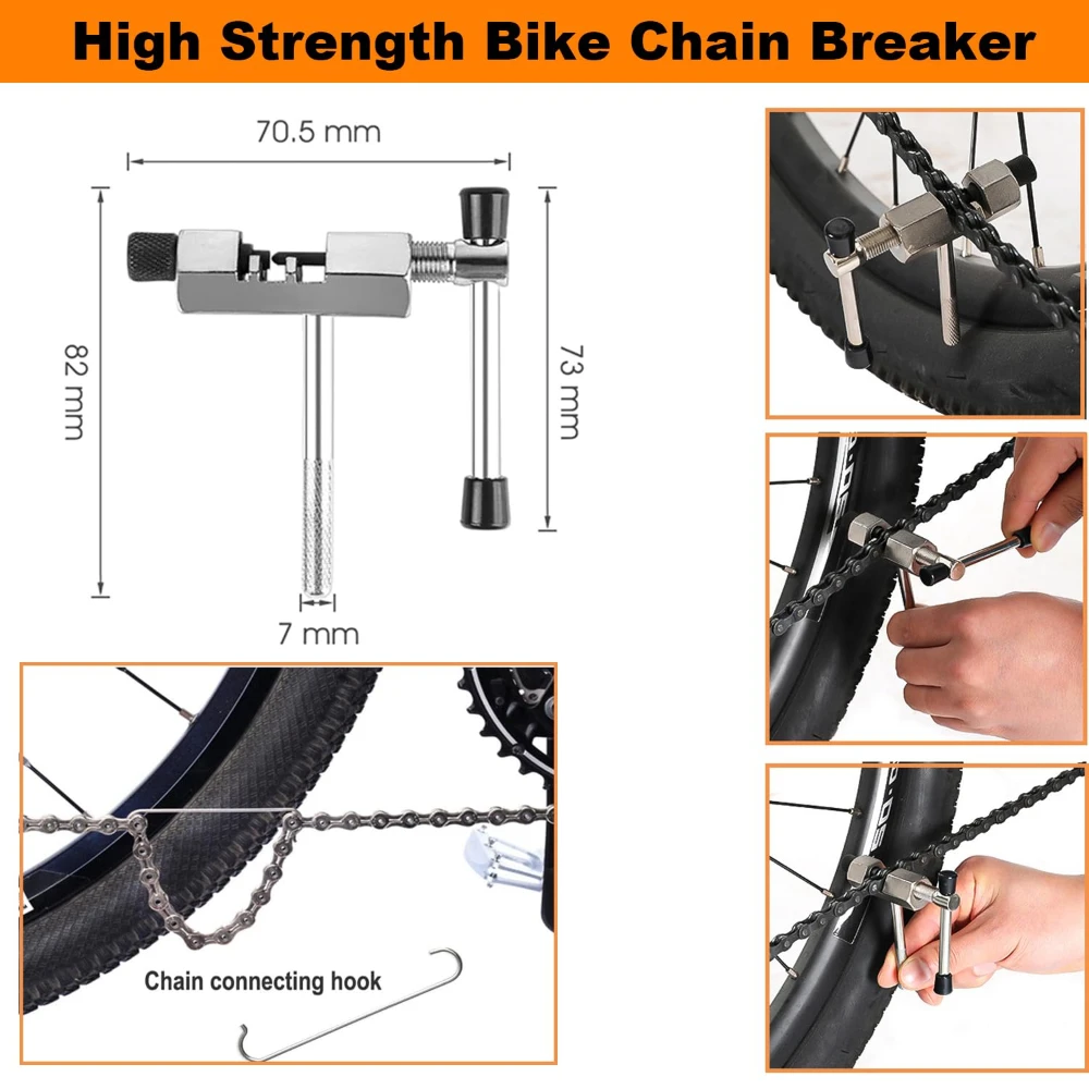 Bike Tool Kit Chain Breaker Cassette Lockring Remover for Bicycle Remover Wrench Chain Breaker Road Bike Maintenance Tool view 5