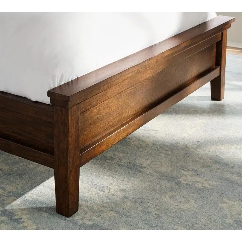 Modern farmhouse style solid wood platform bed, king size, stylish design, crack resistance, heavy duty, stable structure,