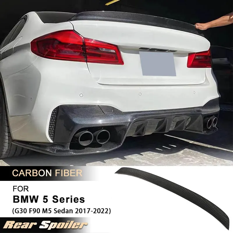 أجنحة سبويلر صندوق السيارة الخلفي لسيارات BMW 5 Series G30 F90 M5 سيدان 4-Door 2017-2022 سبويلر خلفي للسباق جناح التمهيد من ألياف الكربون