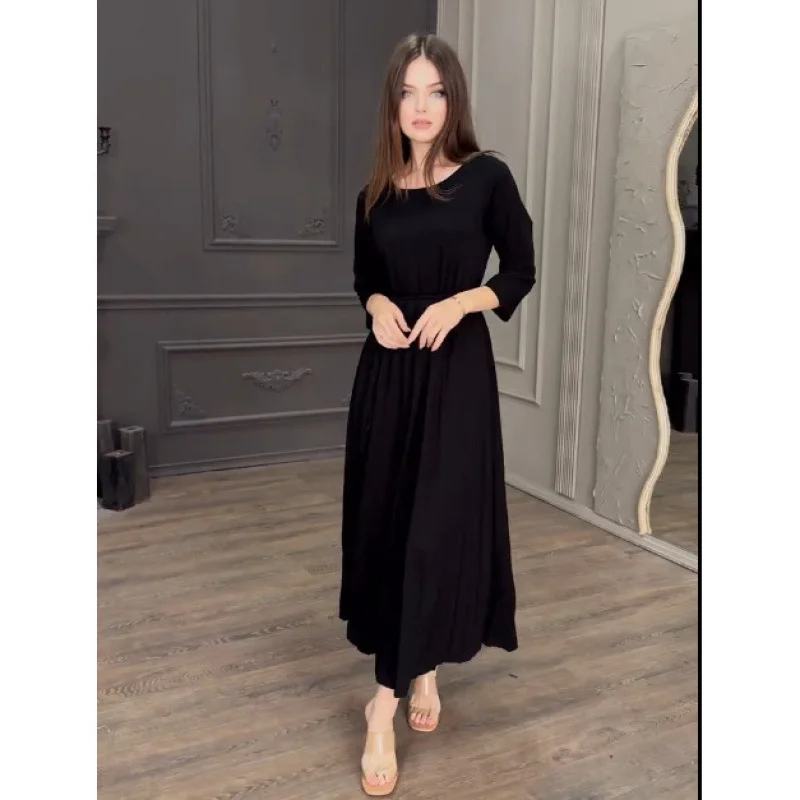 

2025Lace-up Foreign Trade Waist-Tight Elegant French Dress