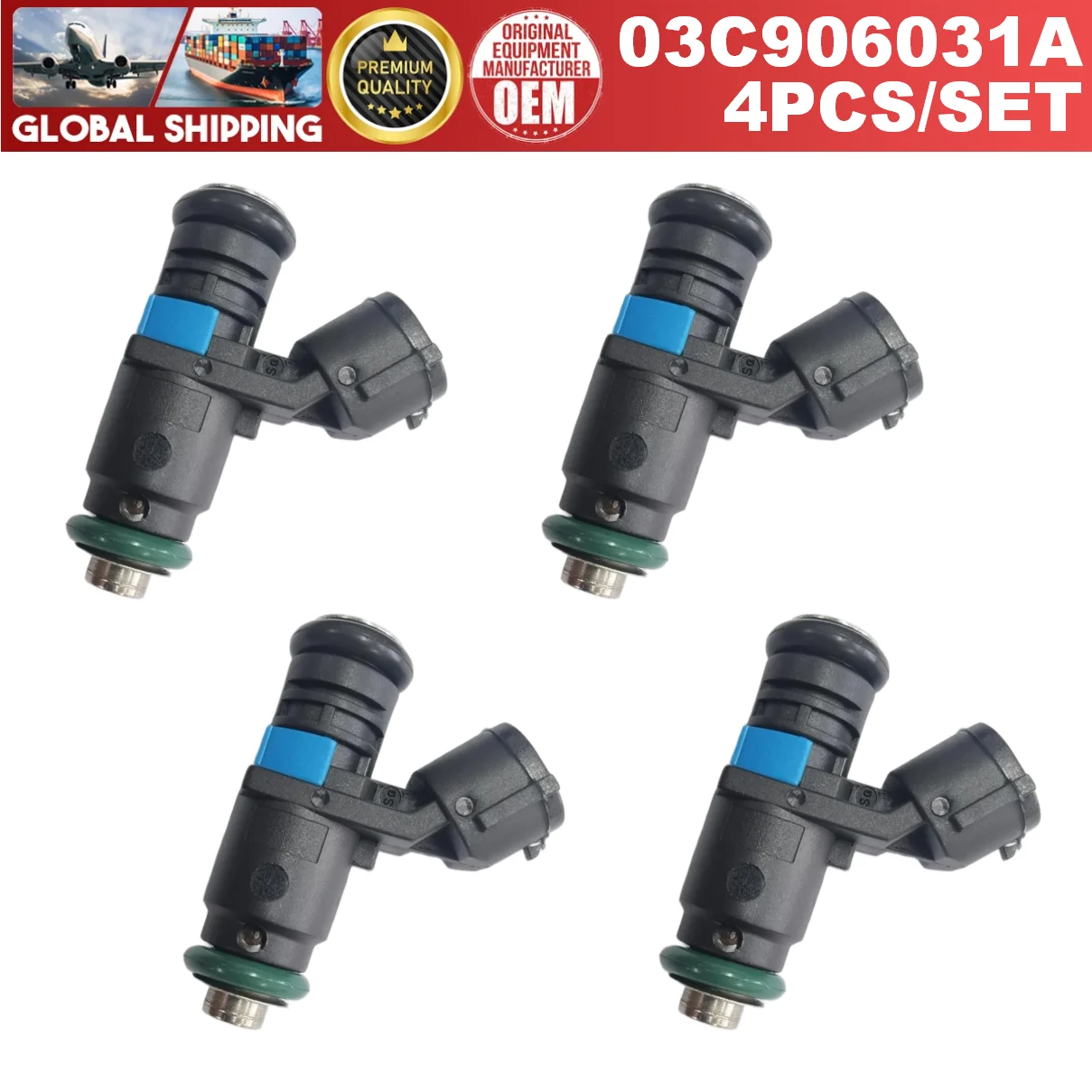 4 Uds 03C906031A inyector de combustible para Seat Cordoba/Vario 2006-2009 Ibiza/ST 2006-2010 Seat Ibiza/ST 2013-2015 1.6L