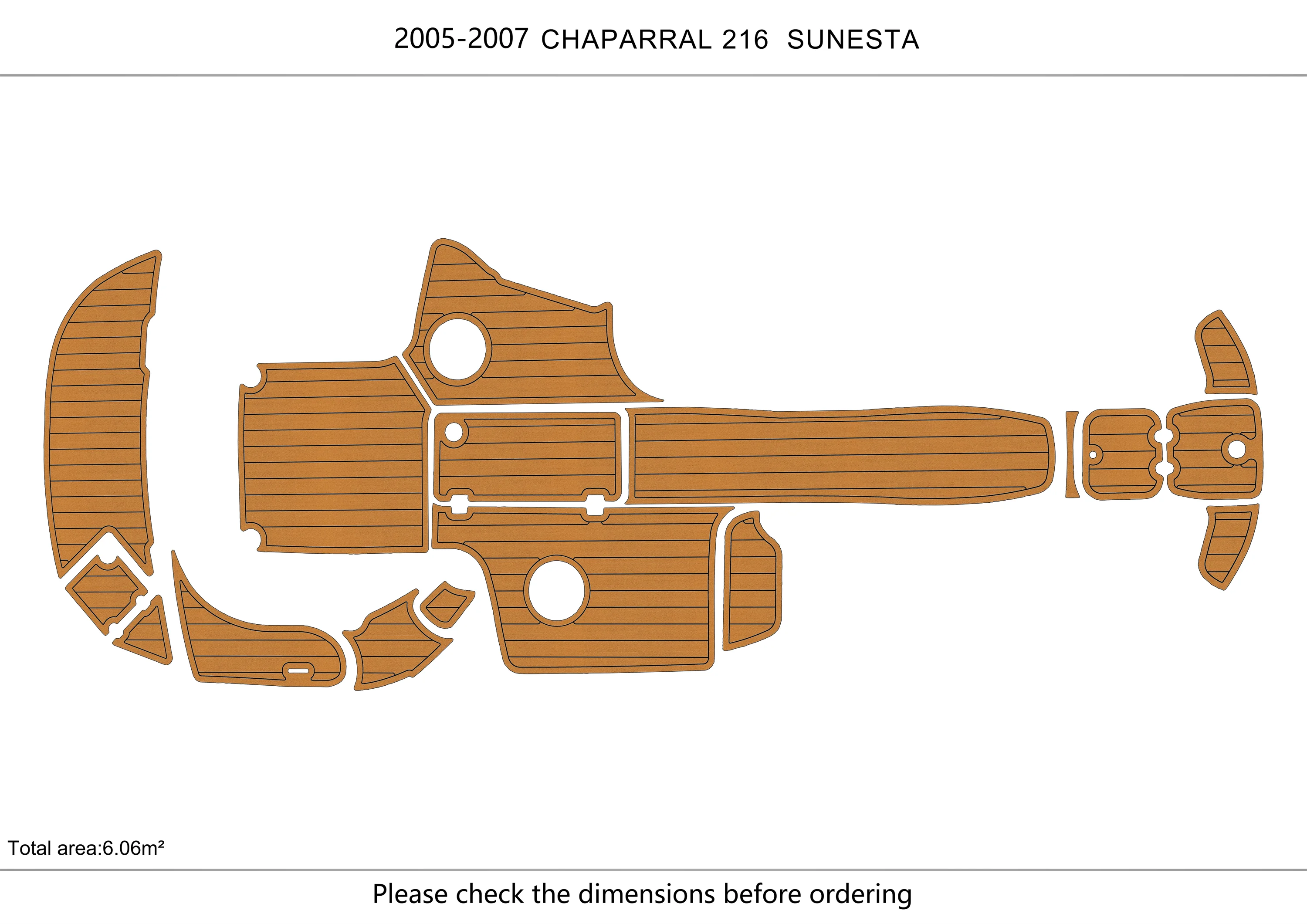 Eva foam Fuax teak seadek marine floor For 2005-2007 CHAPARRAL 216 SUNESTA Cockpit Swim platform bow 1/4