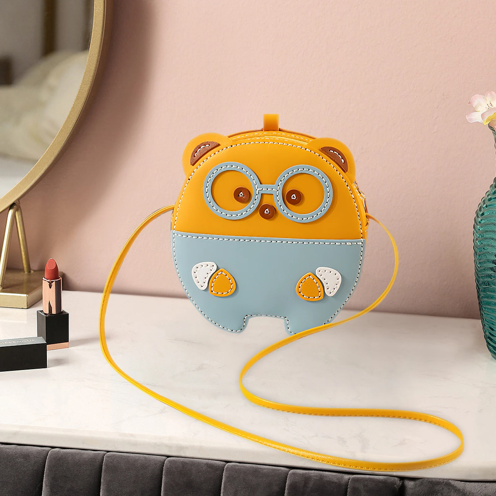 

DIY Bear Bag Making Kit Cute PU Handmade Craft Materials for Beginners Yellow Accessories Child Hat Knitting Set