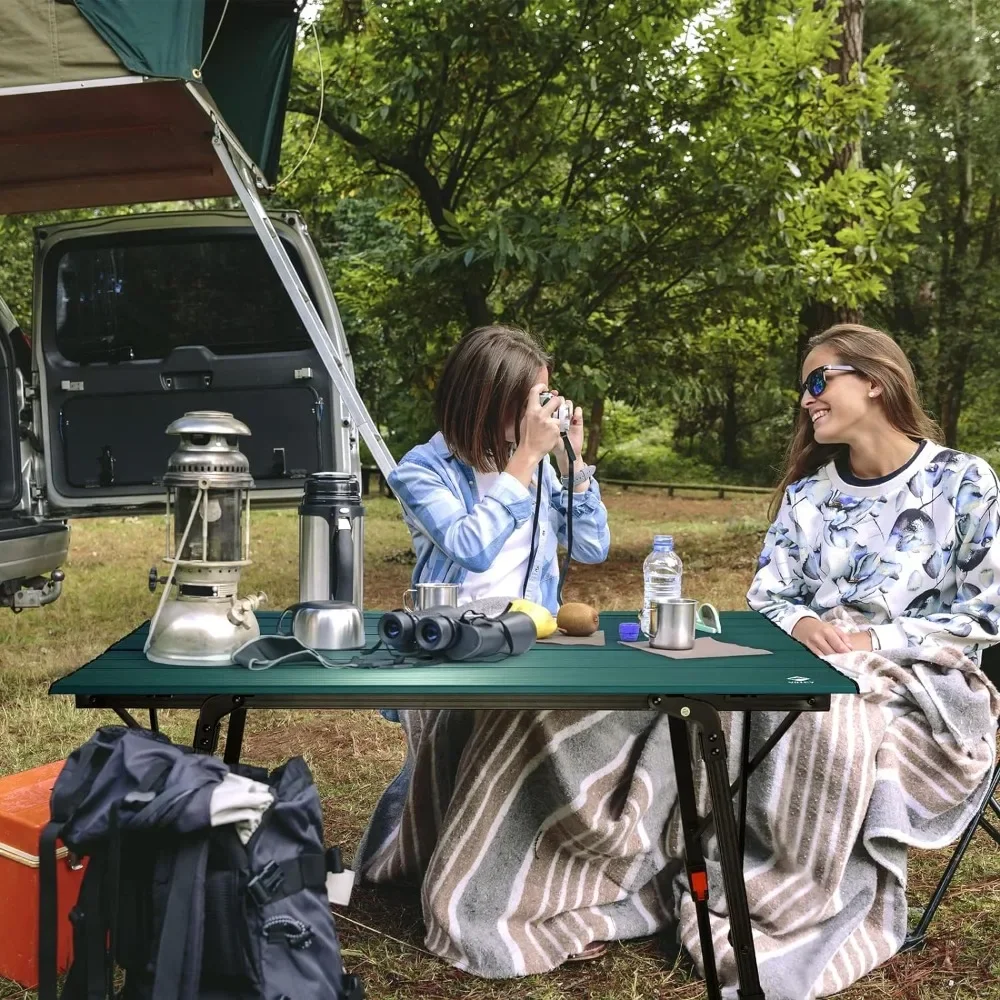 Draagbare Campingtafel Met Verstelbare Poten, Lichtgewicht Aluminium Opvouwbare Strandtafel Met Draagtas Voor Buiten Koken