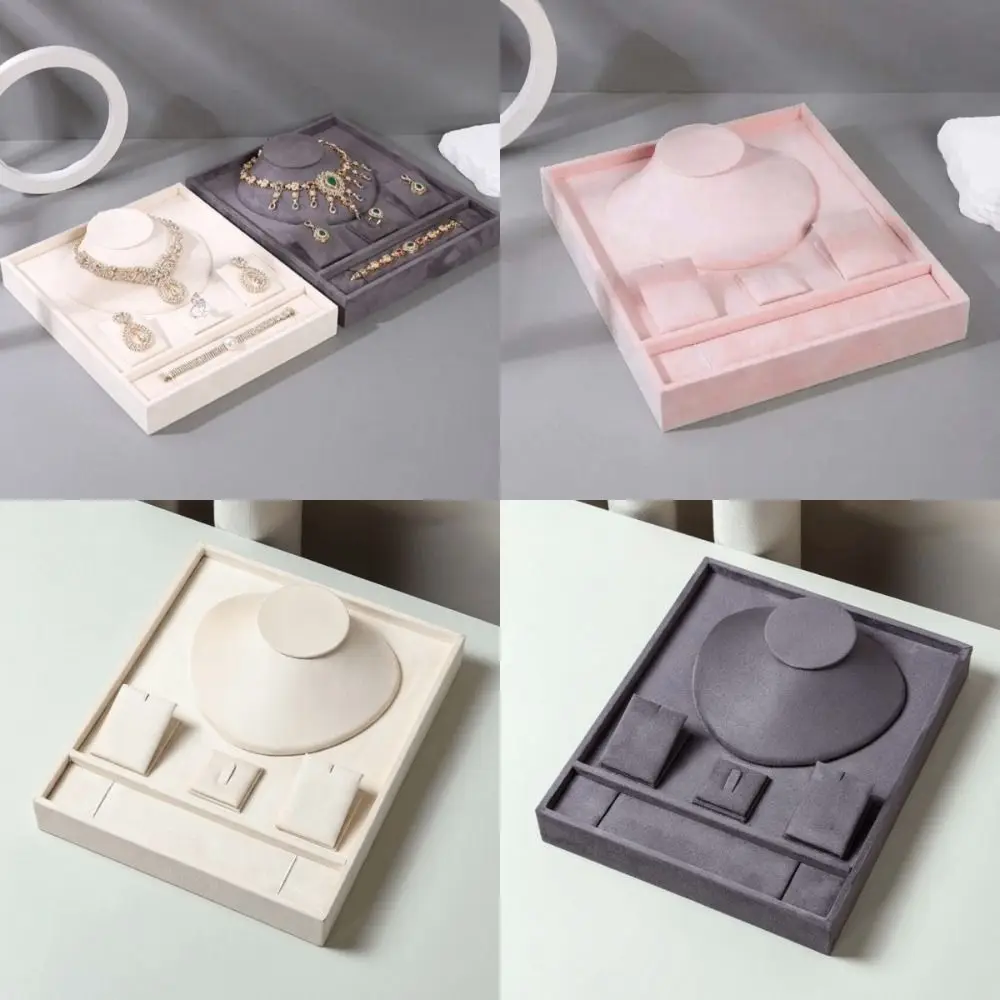 

High-end Jewelry Tray with Partitioned Texture Velvet Jewelry Packaging Gift Box Storage Exquisite Jewelry Set Display Stand