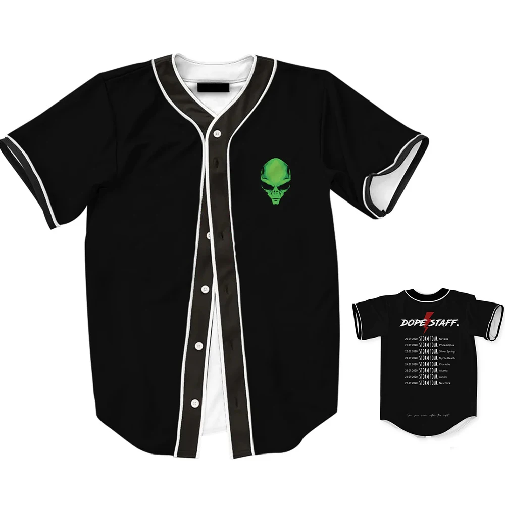 Camisa de béisbol de manga corta, camisa de estilo perezoso, color negro, Simple, con botonadura única, informal, para oficina y negocios, MB27