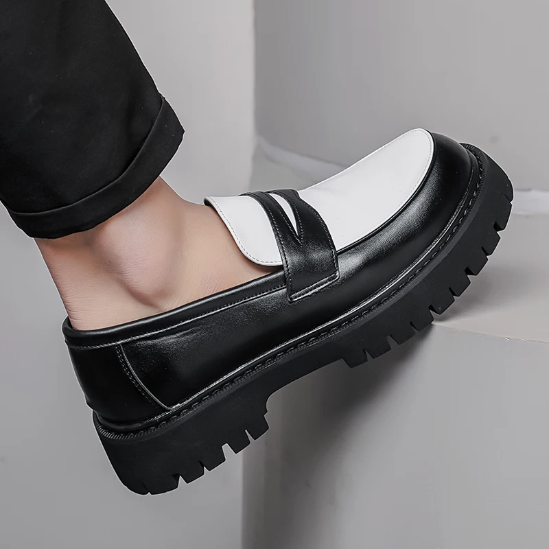 

Мужские лоферы из искусственной кожи с цветными блоками, удобная деловая мужская обувь на толстой подошве, размер 38-46