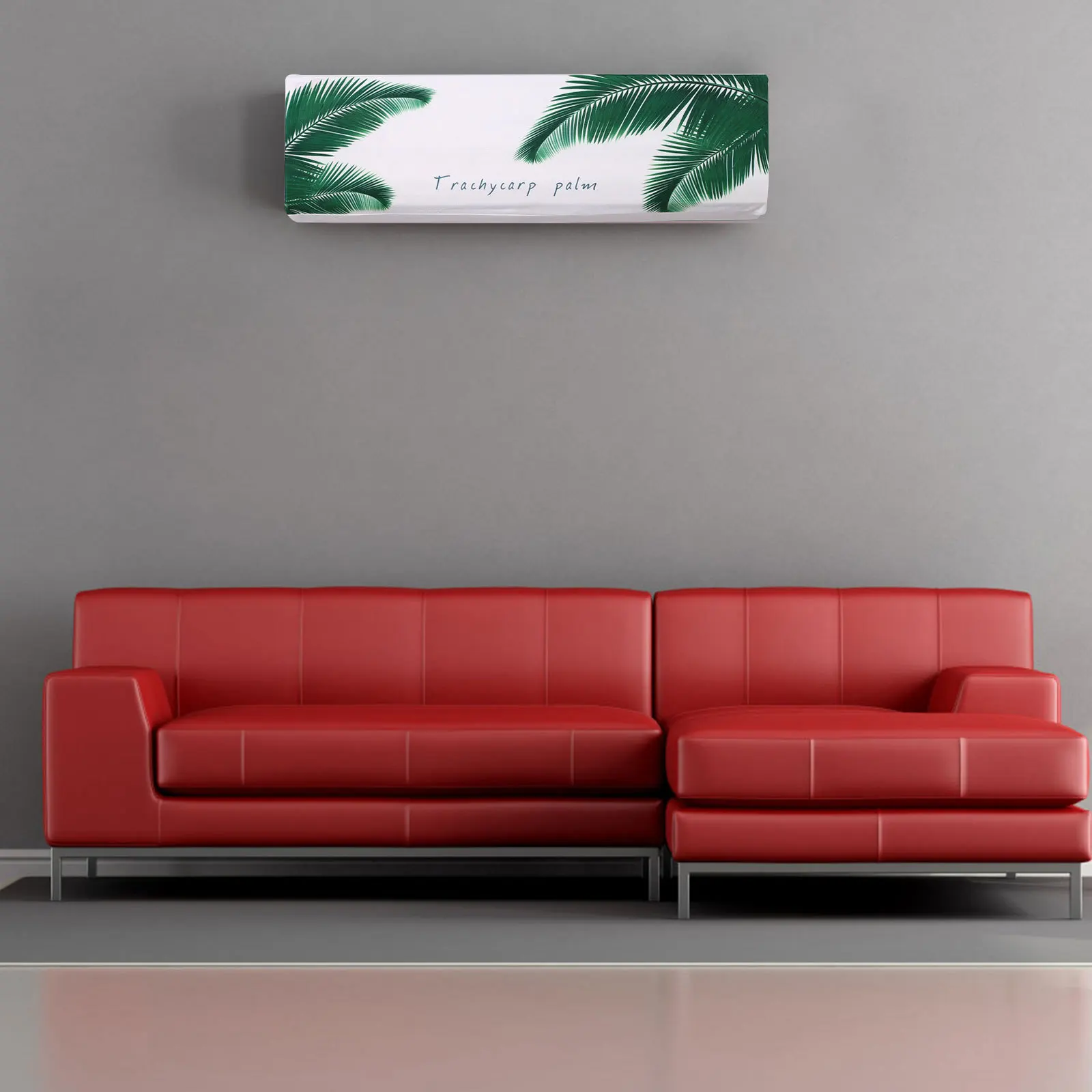 

Air Conditioner Dust Cover 90Cm Banana Leaf Pattern Elastic Fabric Waterproof Protective Cover for Wall Mounted