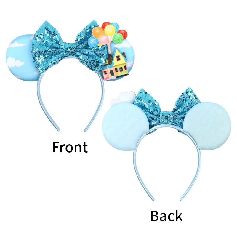 Mickey Mouse UP Ears Hair Accessories for Women Flying House Balloon Travel Sequins Hairbands Girl Headband Kids Bow headwear view 2