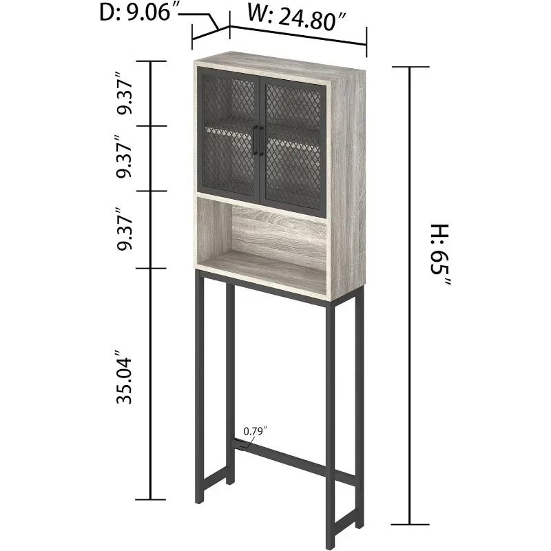 Bathroom Space Saver, Over The Toilet Storage Cabinet, Metal and Wood Industrial Organizer Stand Above Toilet