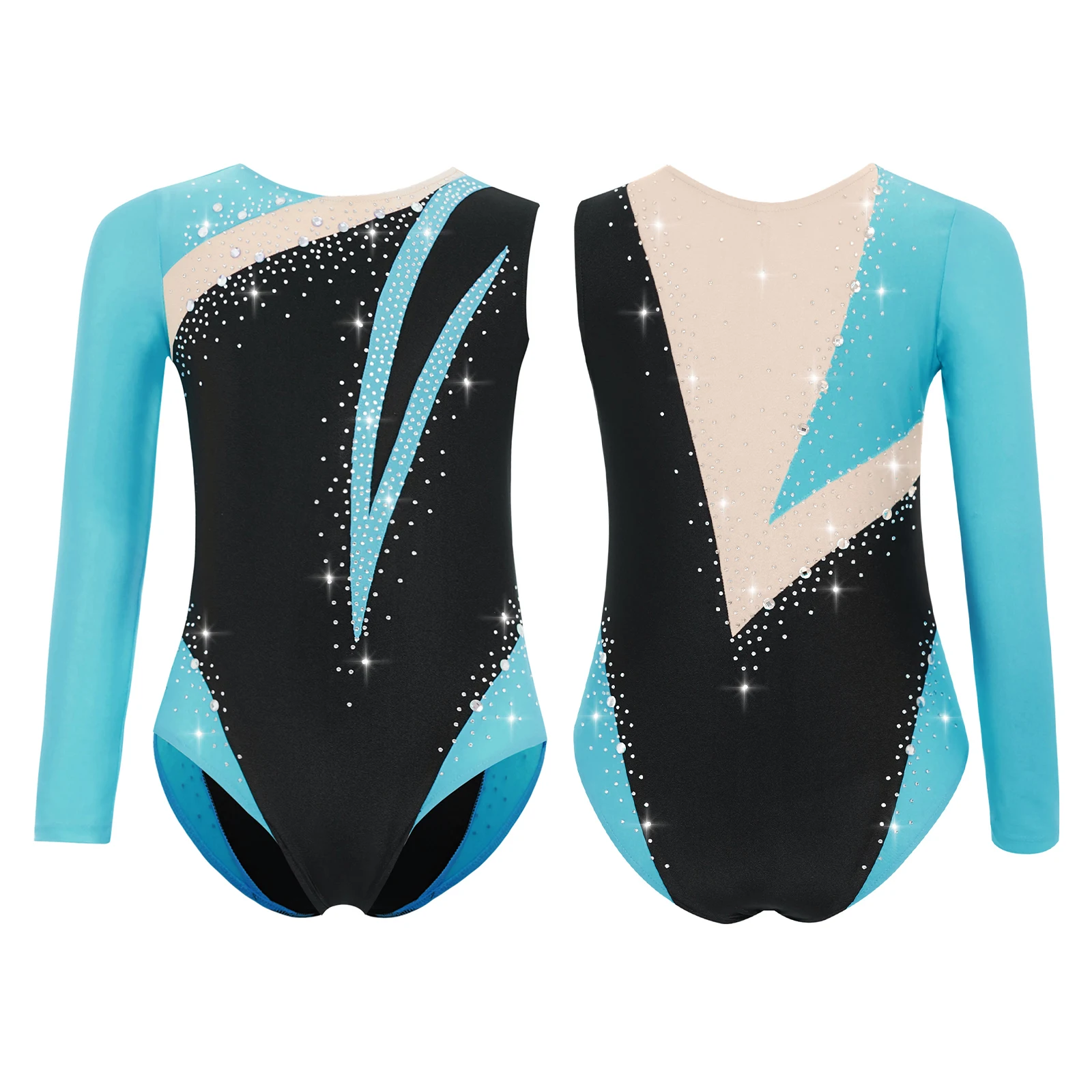 

Детские гимнастические купальники для девочек, костюмы для фигурного катания, асимметричные боди со стразами, платья для балерин