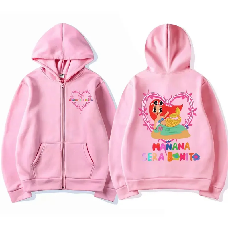 Limited Karol G Album Heart Manana Sera Bonit Zipper Hoodie Men Women Kawaii Jacket Sweatshirt Oversized Zip Up Pullovers Hooded