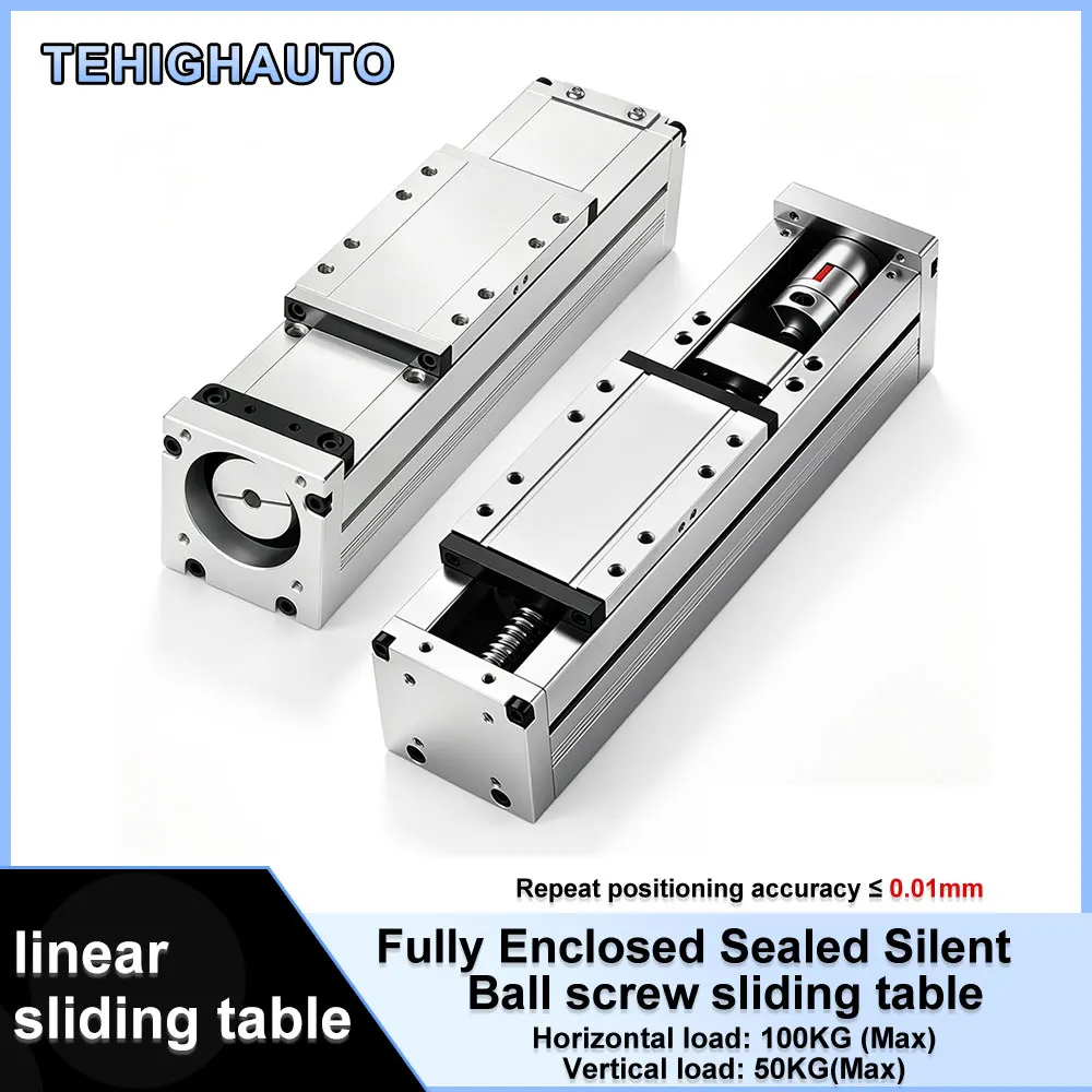 High Load 100KG Fully Enclosed Module 70mm Wide SFA Silent Screw HighPrecision 0.01mm Steel Belt Slide Table 15mm Guide Rail